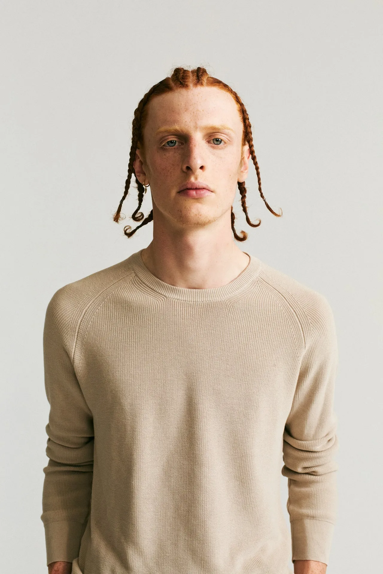 RIB STITCH SWEATER - CREPE SUDAN - CONRETE
