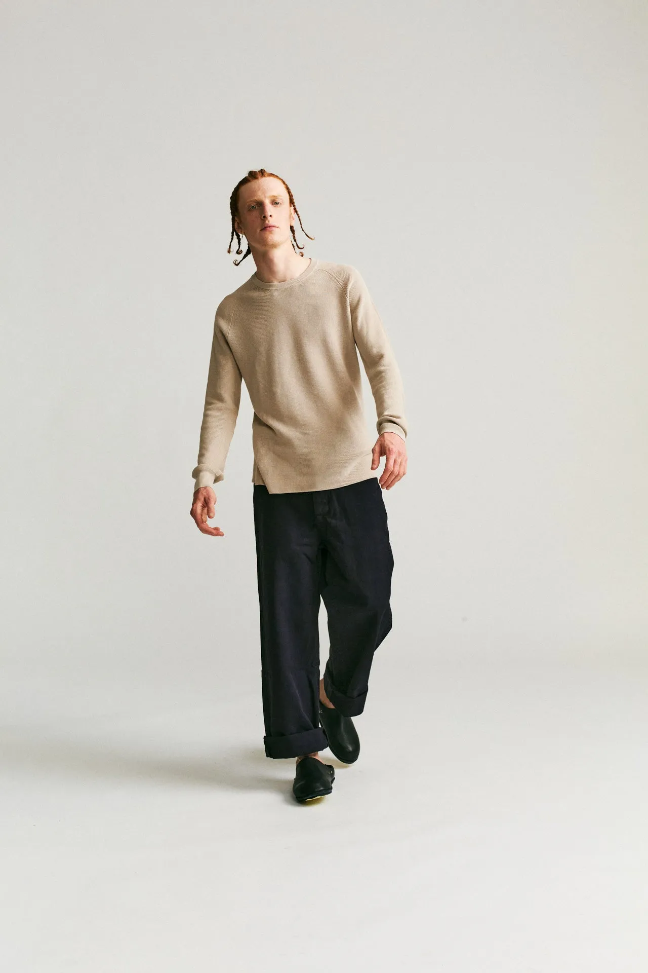 RIB STITCH SWEATER - CREPE SUDAN - CONRETE