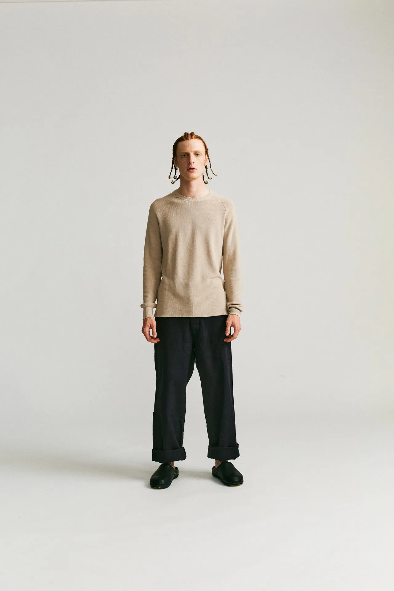 RIB STITCH SWEATER - CREPE SUDAN - CONRETE