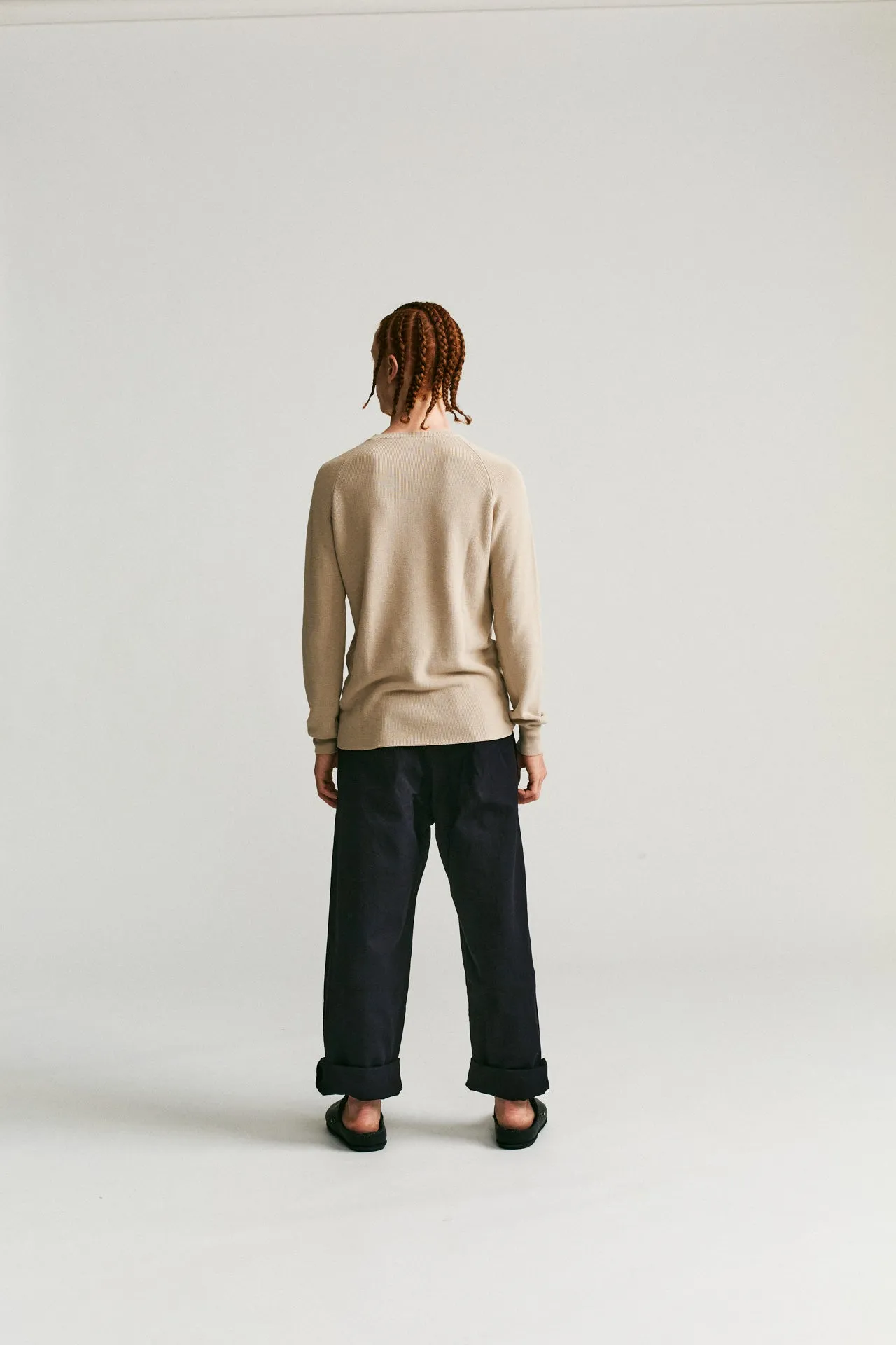 RIB STITCH SWEATER - CREPE SUDAN - CONRETE