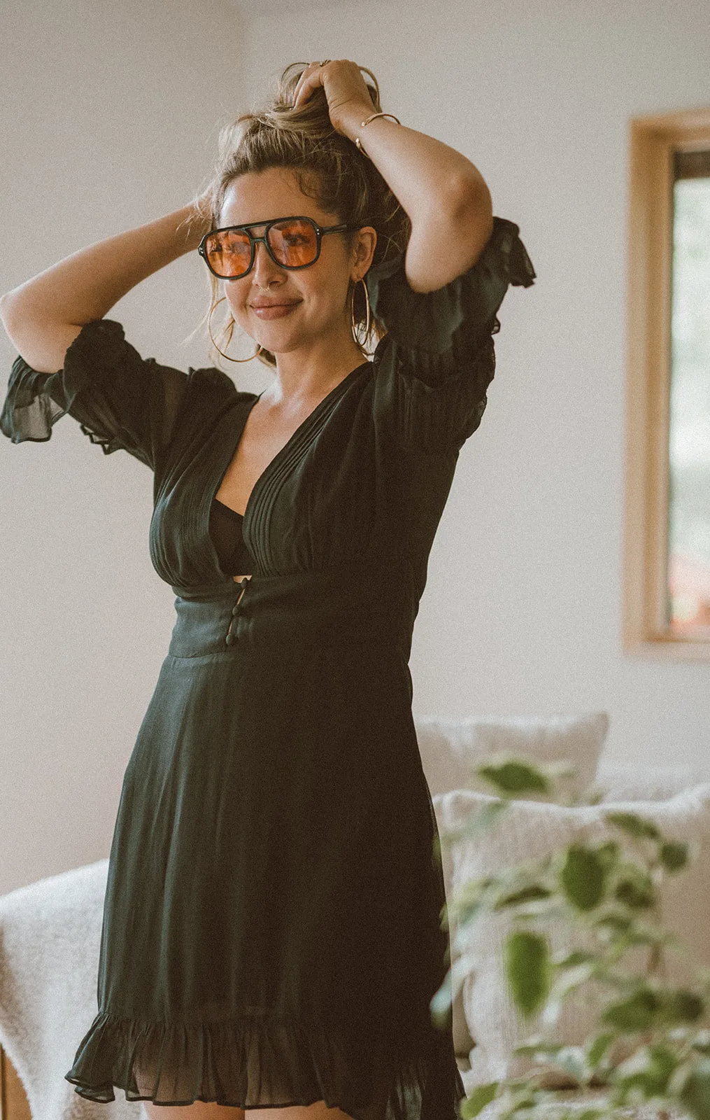 Ruffle Mini Dress | Black