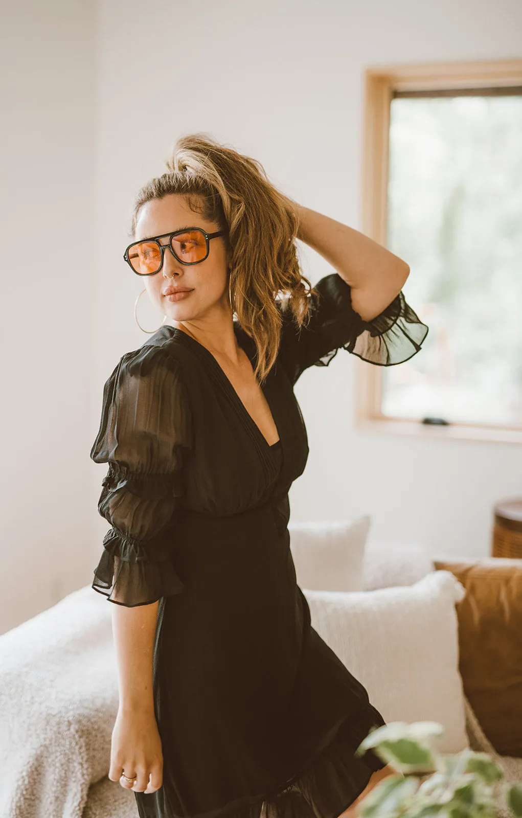 Ruffle Mini Dress | Black