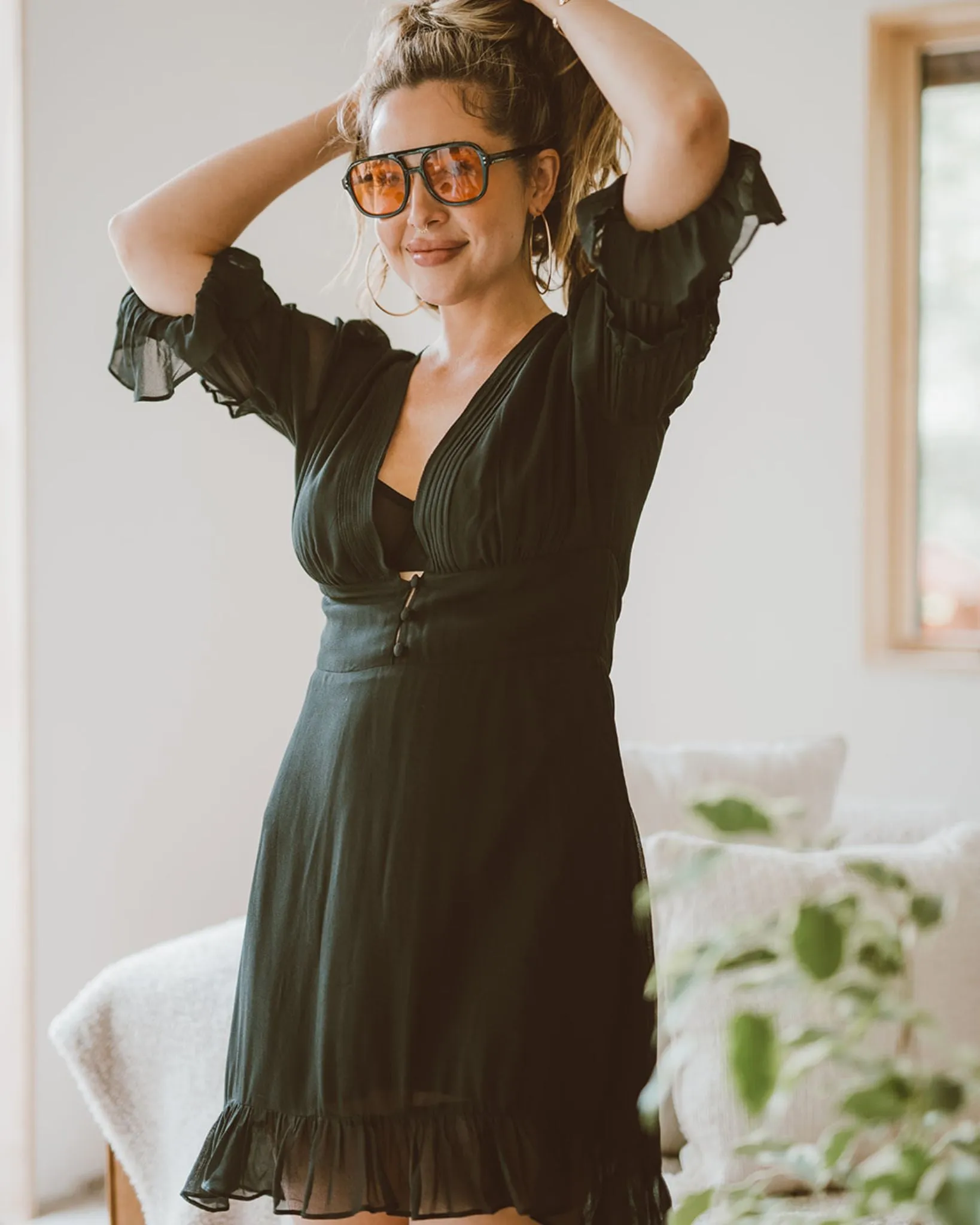 Ruffle Mini Dress | Black