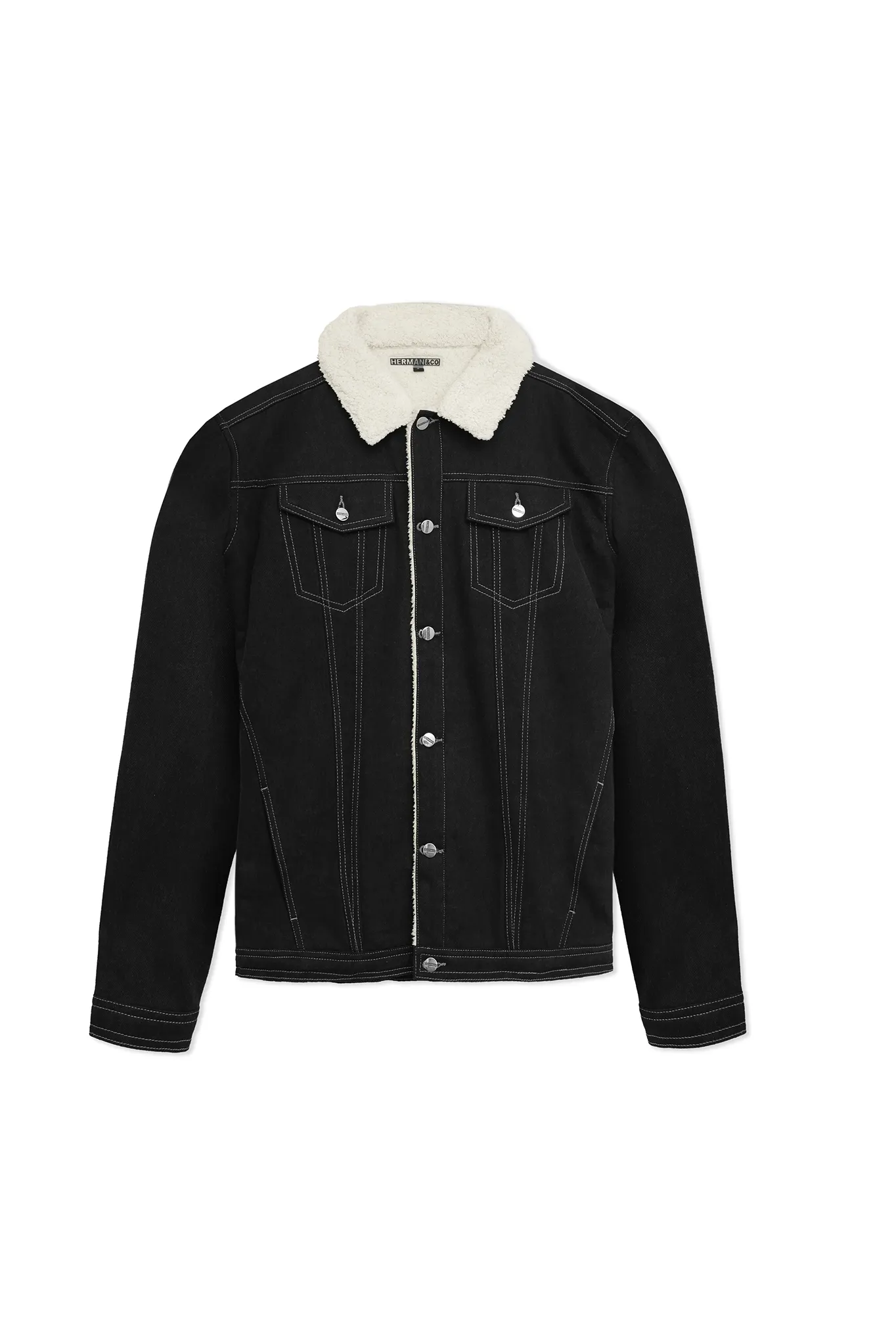 SHERPA DENIM JACKET - BLACK