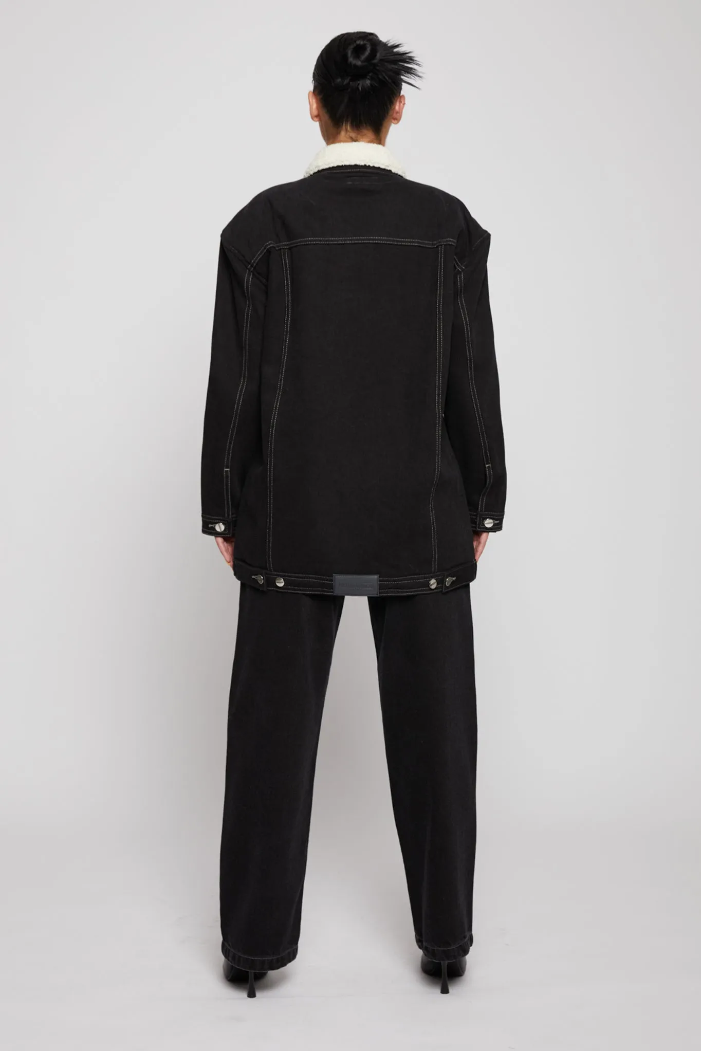 SHERPA DENIM JACKET - BLACK