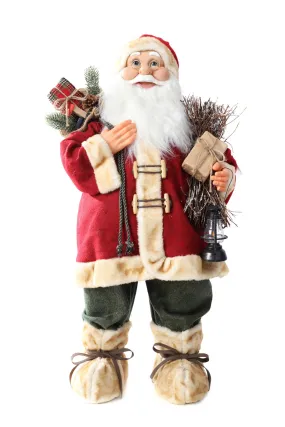 Standing Santa With Present & Lantern - 80cm