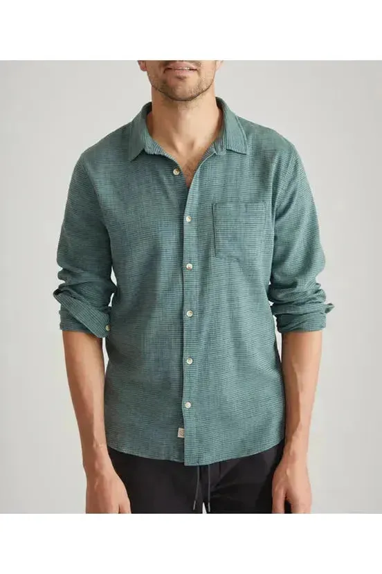 Stretch Selvage Long Sleeve Shirt - Mallard Green Stripe