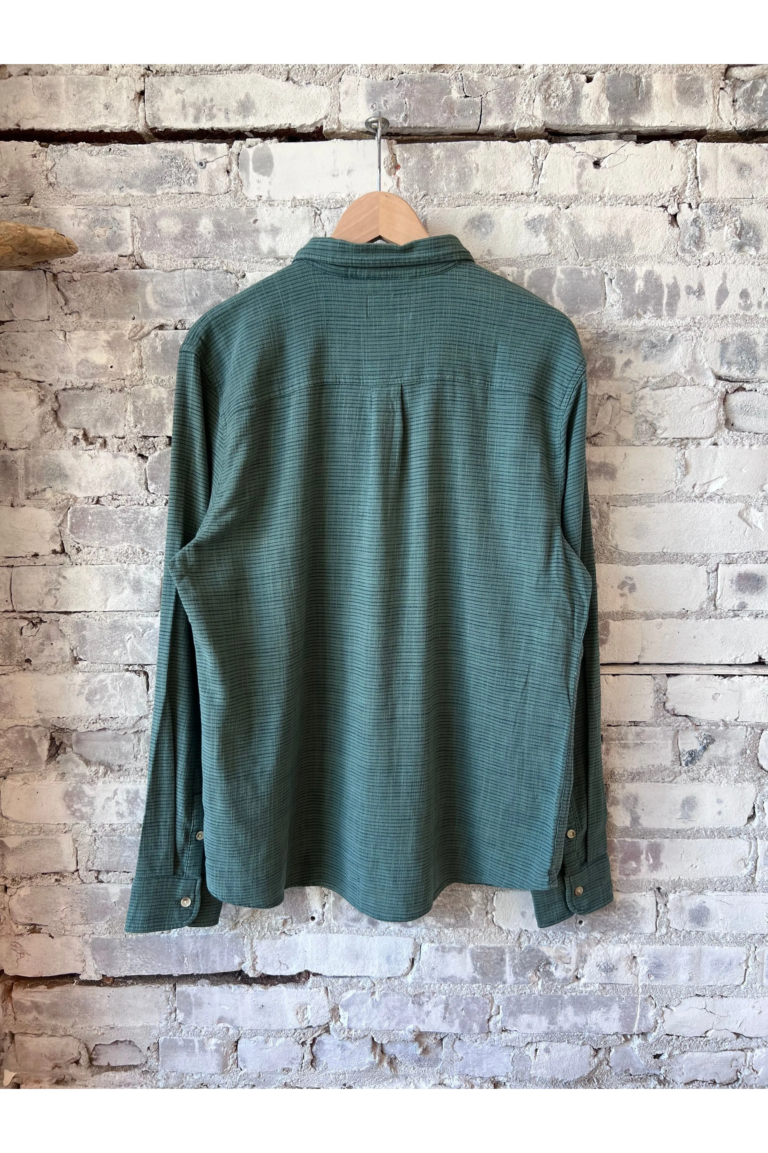 Stretch Selvage Long Sleeve Shirt - Mallard Green Stripe