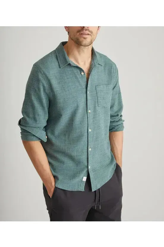 Stretch Selvage Long Sleeve Shirt - Mallard Green Stripe