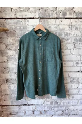 Stretch Selvage Long Sleeve Shirt - Mallard Green Stripe