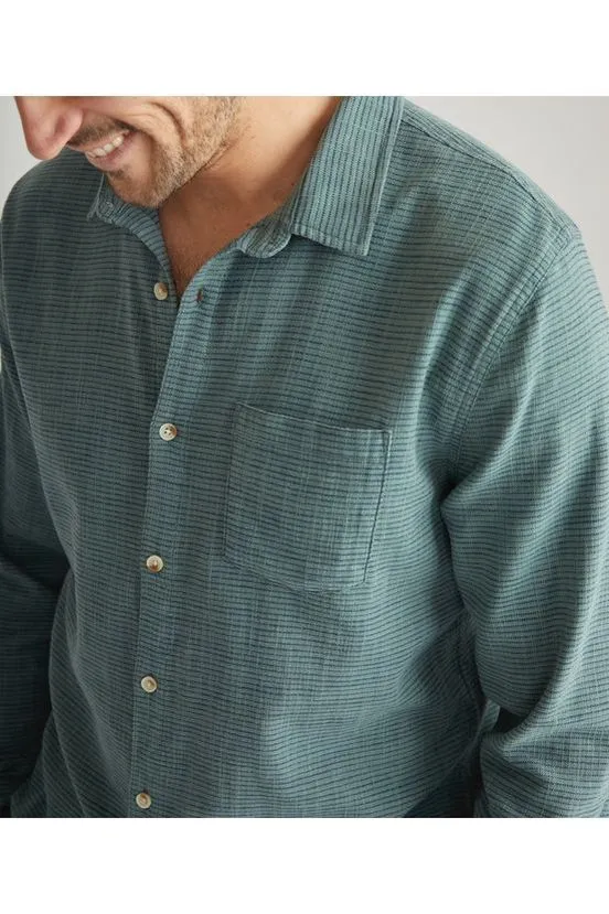 Stretch Selvage Long Sleeve Shirt - Mallard Green Stripe