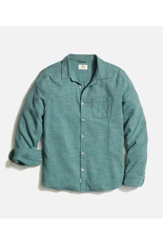 Stretch Selvage Long Sleeve Shirt - Mallard Green Stripe