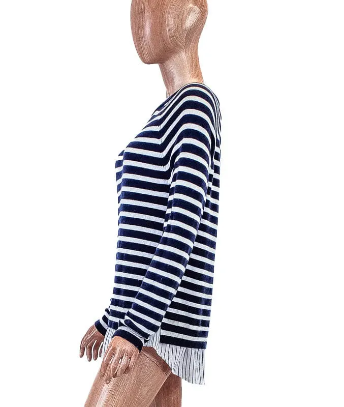 Stripe Sweater with Dress Shirt Trim