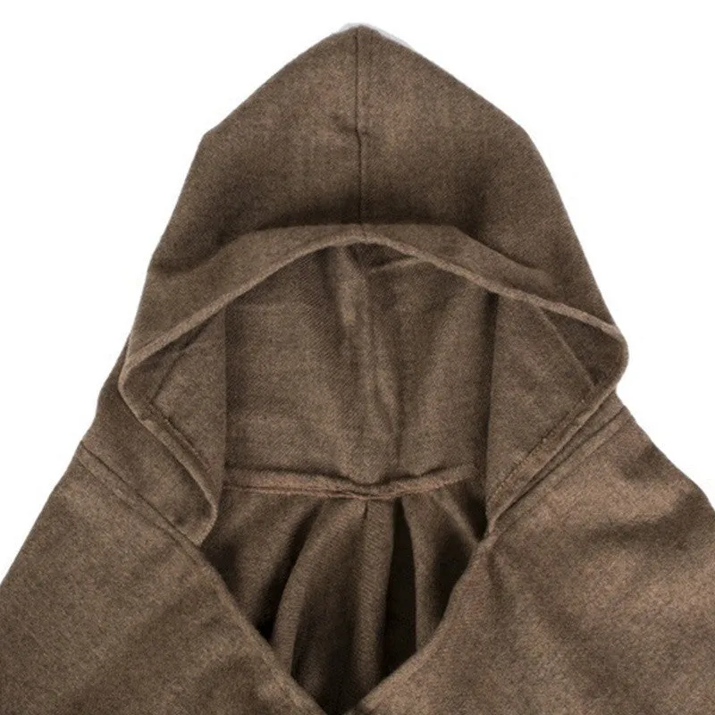 STRIPED PRINTED CASHMERE HOODED SHAWL