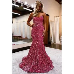 Sweetheart Sequins Mermaid Prom Dress Glitter