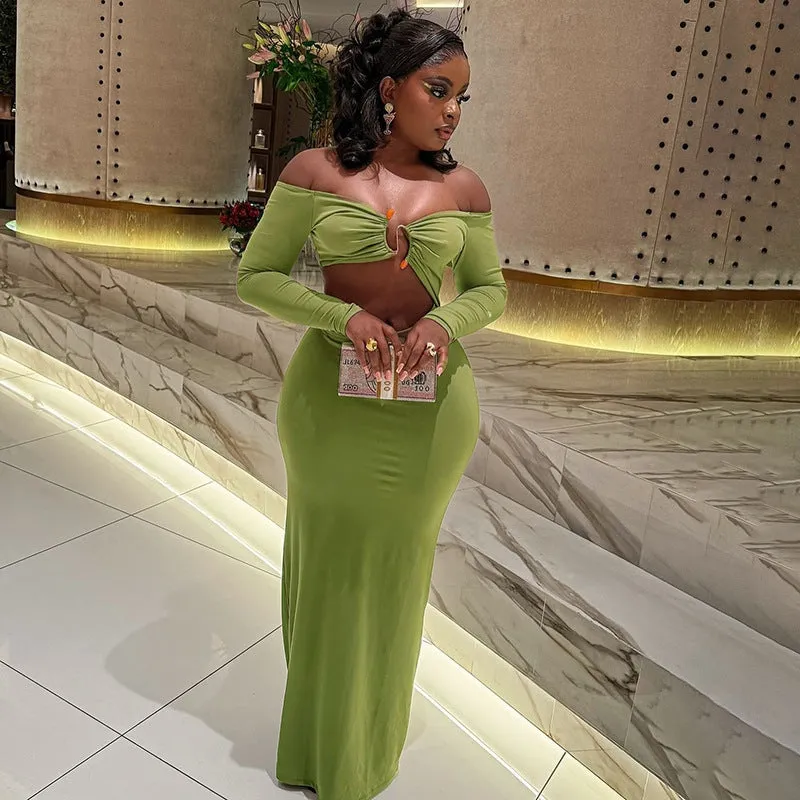 Teresa Hollow Out Long Sleeve Sexy Maxi Dress