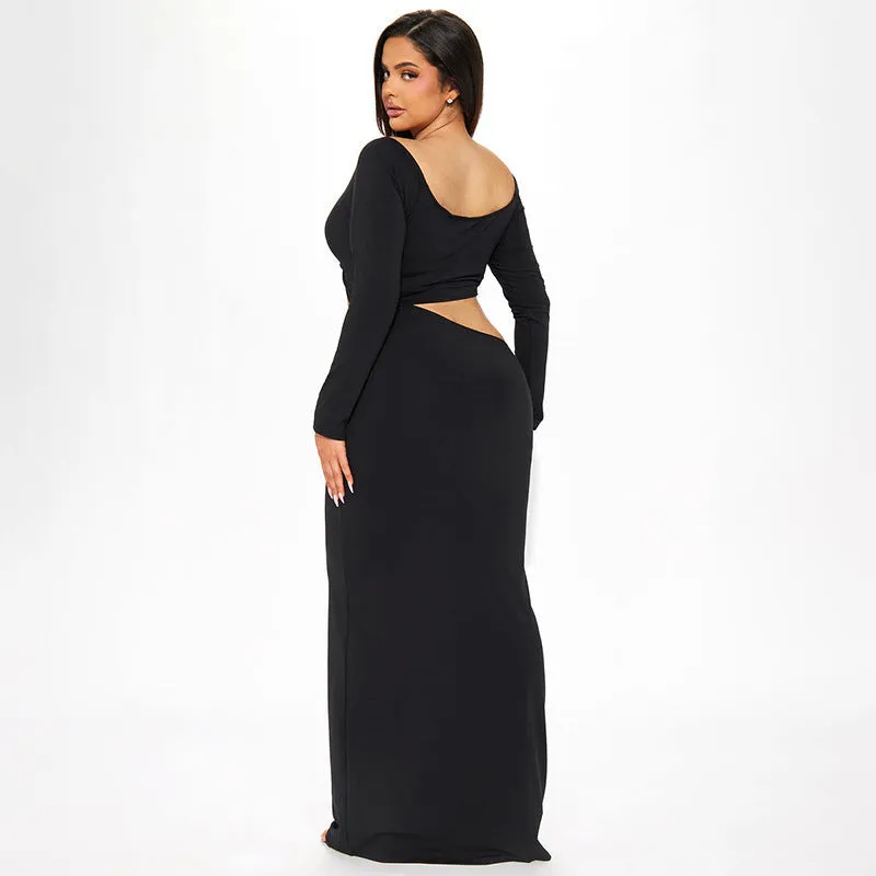 Teresa Hollow Out Long Sleeve Sexy Maxi Dress