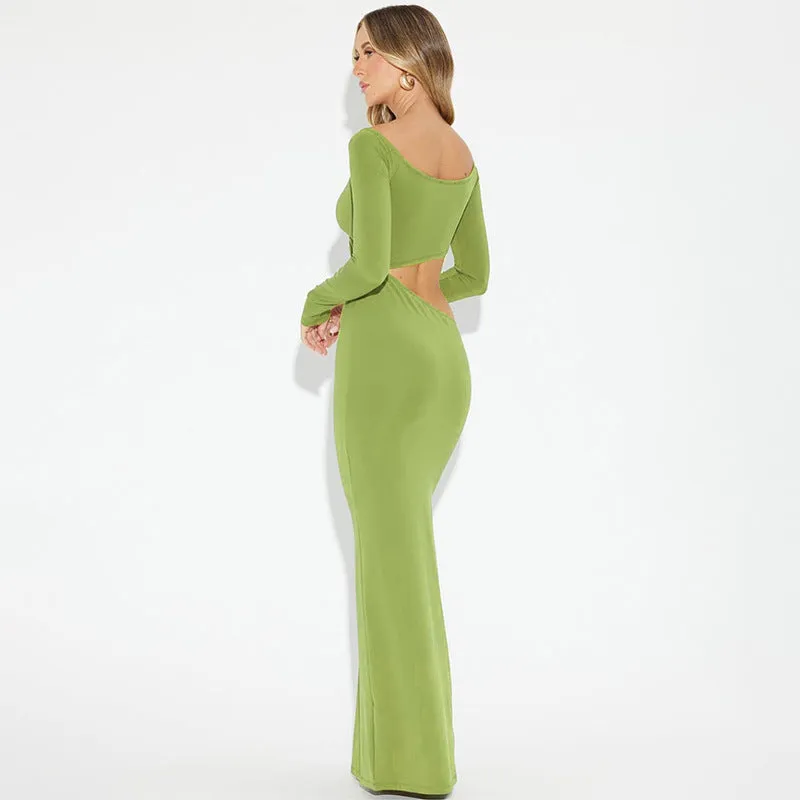 Teresa Hollow Out Long Sleeve Sexy Maxi Dress