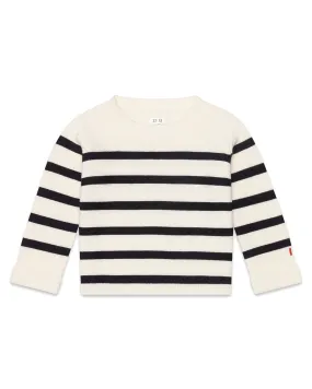 The Organic Garter Stitch Sweater [Cream and Navy Stripe]