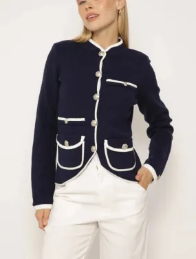The Piped Sweater Blazer in Navy
