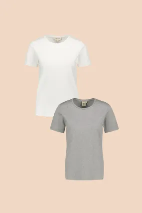 The T-Shirt tuplapakkaus - White & Grey Melange