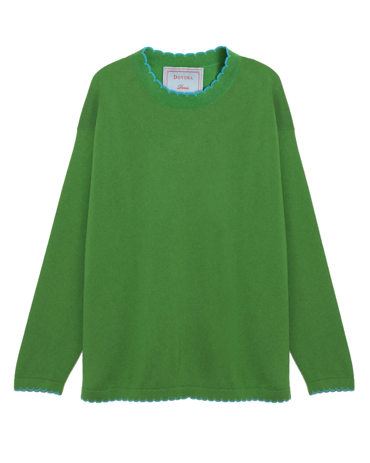 THOMSON SCALLOP EDGE ROUND-NECK LONG SLEEVE TUNIC SWEATER - Green
