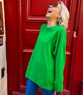 THOMSON SCALLOP EDGE ROUND-NECK LONG SLEEVE TUNIC SWEATER - Green
