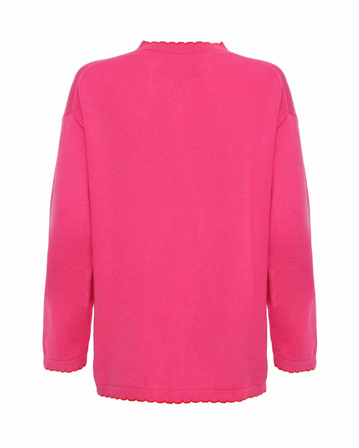 THOMSON SCALLOP EDGE ROUND-NECK LONG SLEEVE TUNIC SWEATER - Pink