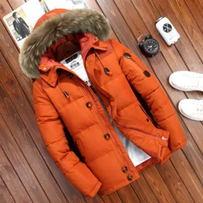 Tommy™ bont capuchon oranje met fleece Parka winterjas