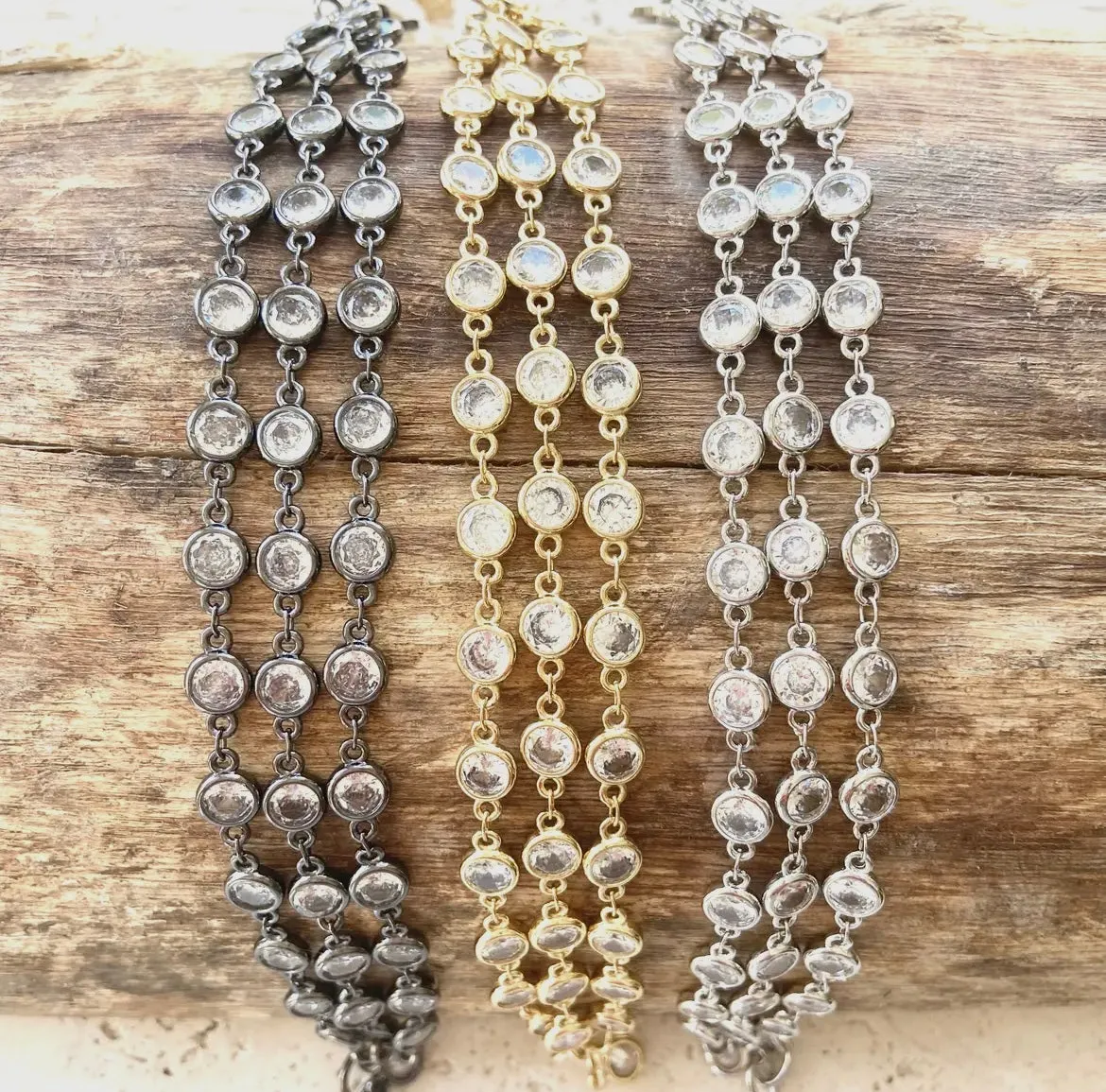 Triple Layered Crystal Bracelet