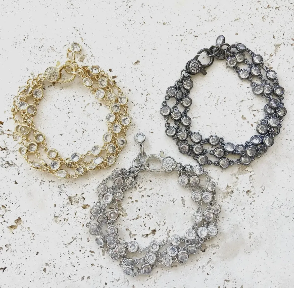Triple Layered Crystal Bracelet
