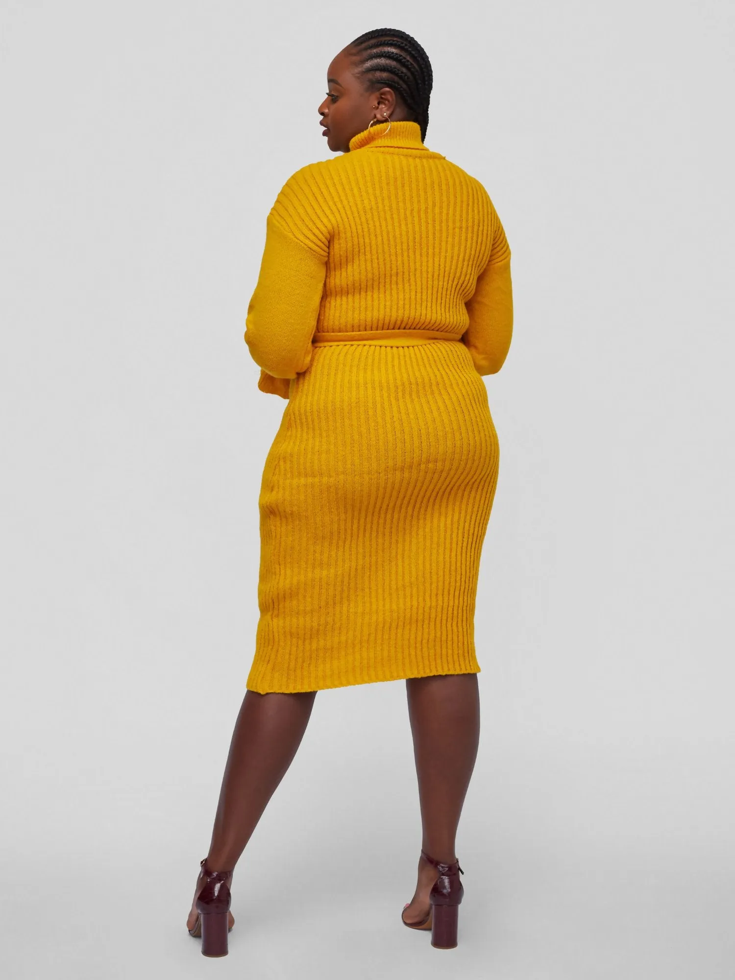 Tuli Nashua Turtle Neck Sweater Dress - Mustard