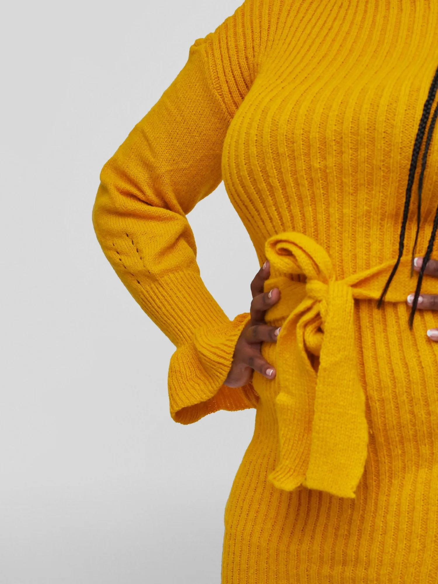 Tuli Nashua Turtle Neck Sweater Dress - Mustard
