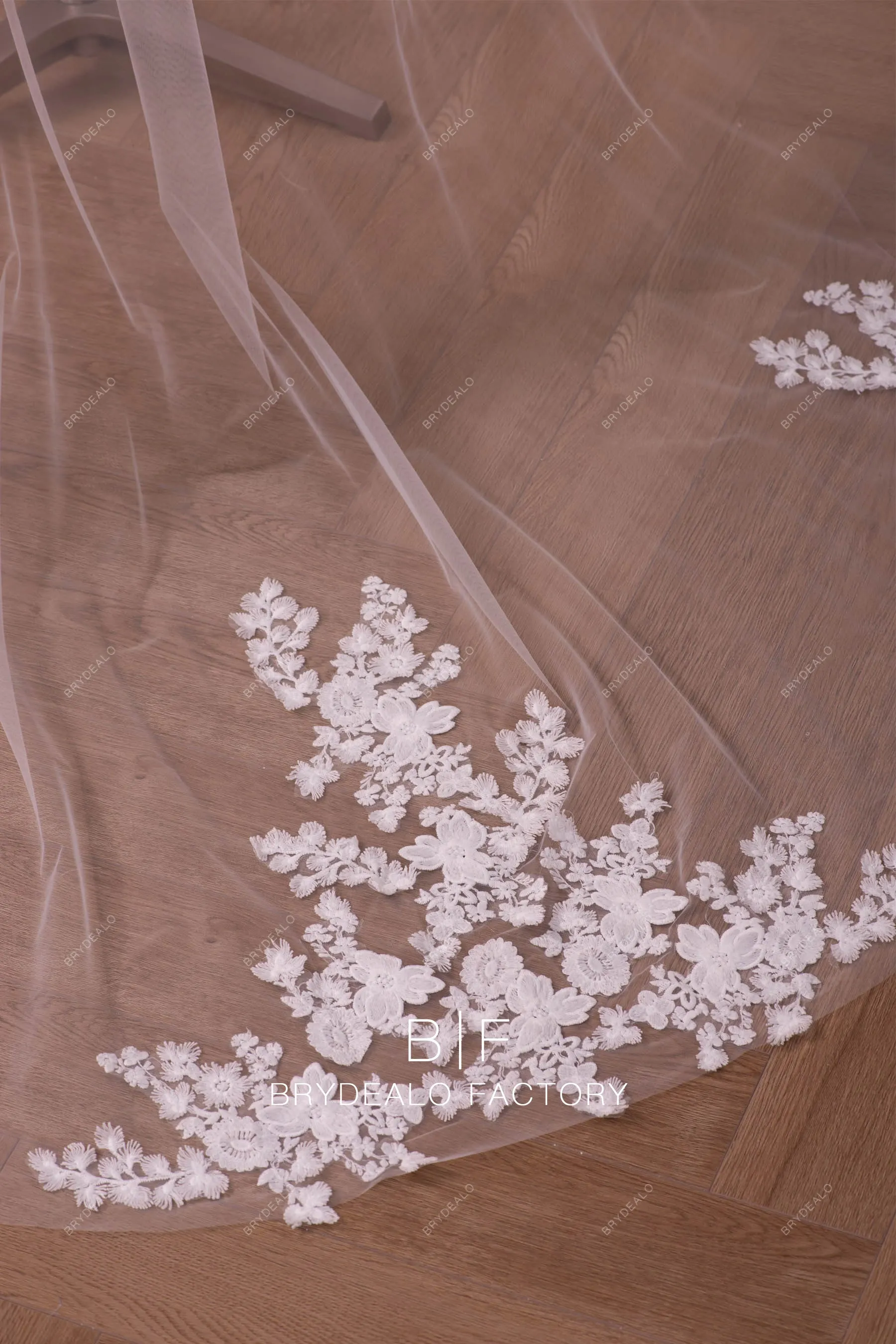 Two Tier Flower Lace TulleFl Timeless Long Bridal Veil