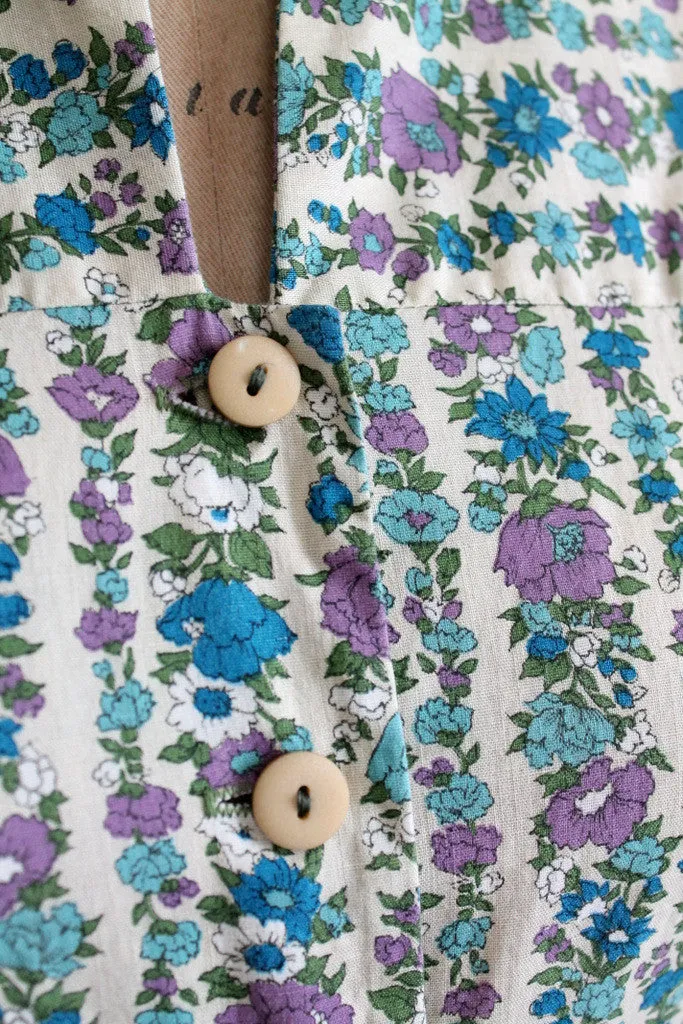 Vintage 1960s Floral Stripes Day Dress