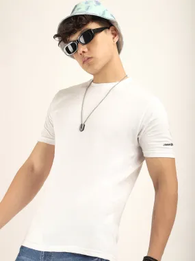 White Cotton Slim Fit T-Shirt