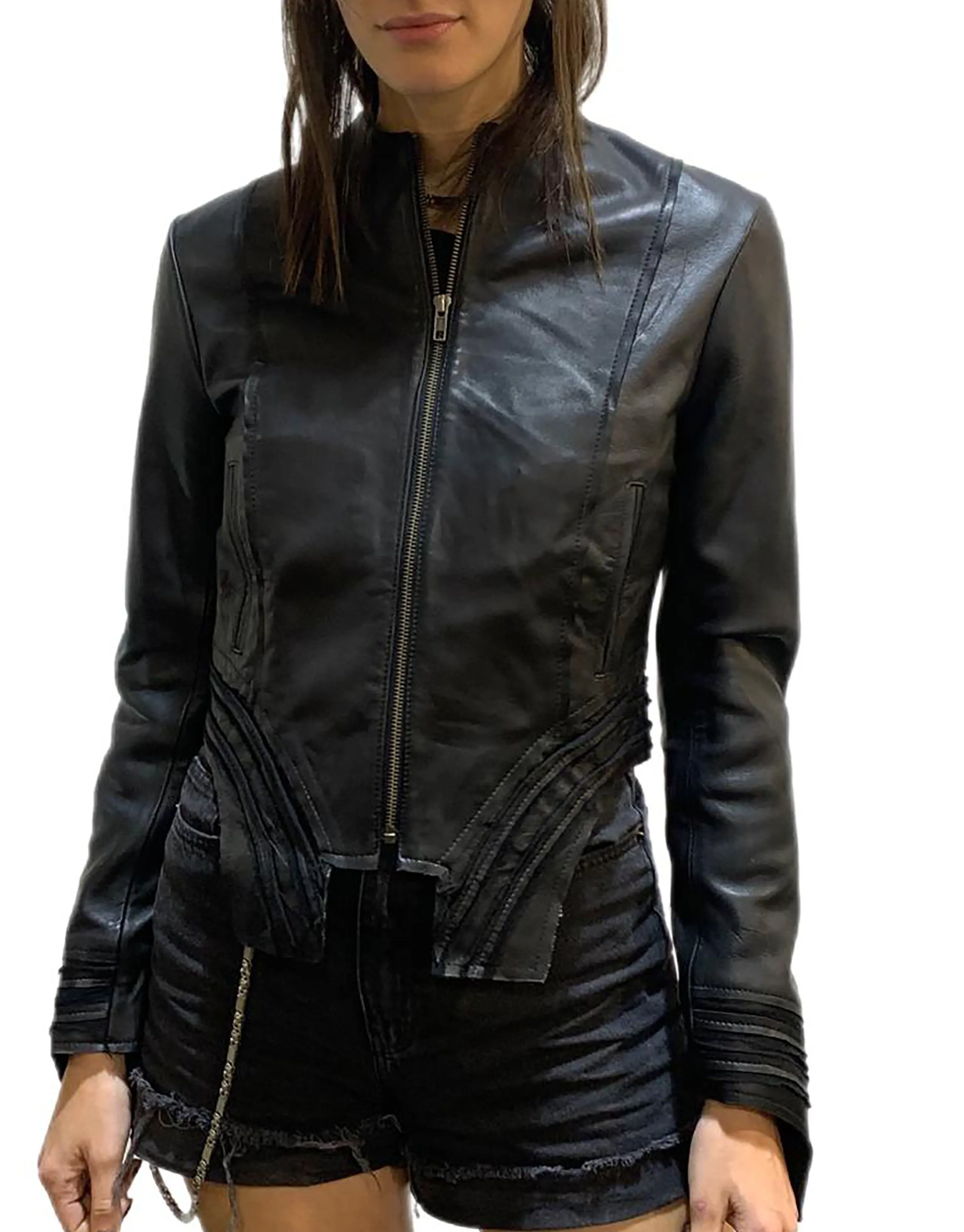 Women Designer leather Jacket with macrame concept at back - Customised concept