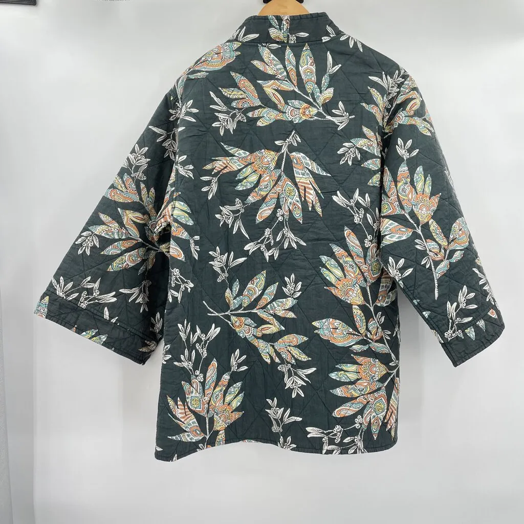 women Kyla Seo NWT Jovie Print Jasper Palm Dark Green Jacket L