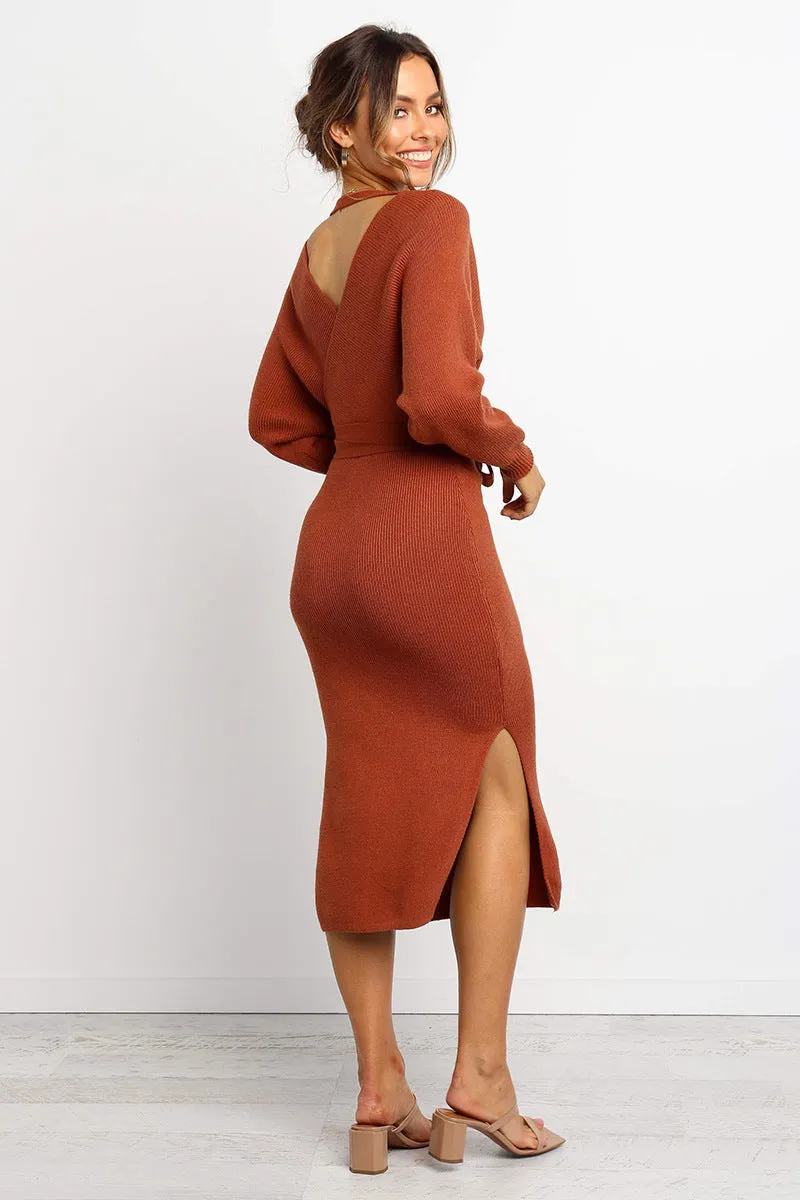 Women's Autumn/Winter Casual Sweater Knitted V-Neck Dress