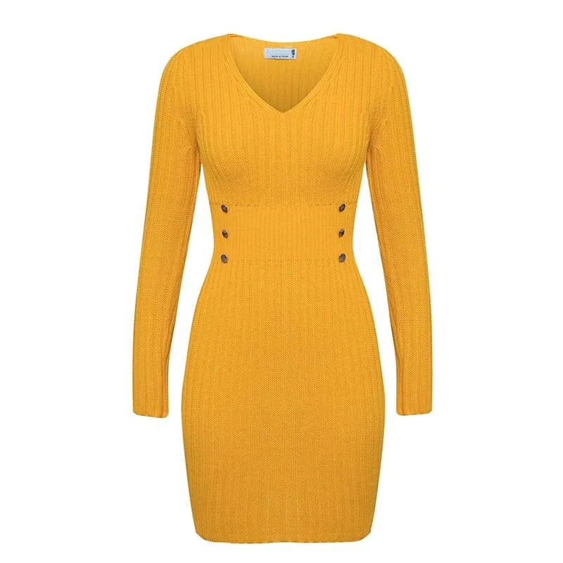 Women's Autumn/Winter Knitted Long Sleeve Mini Dress