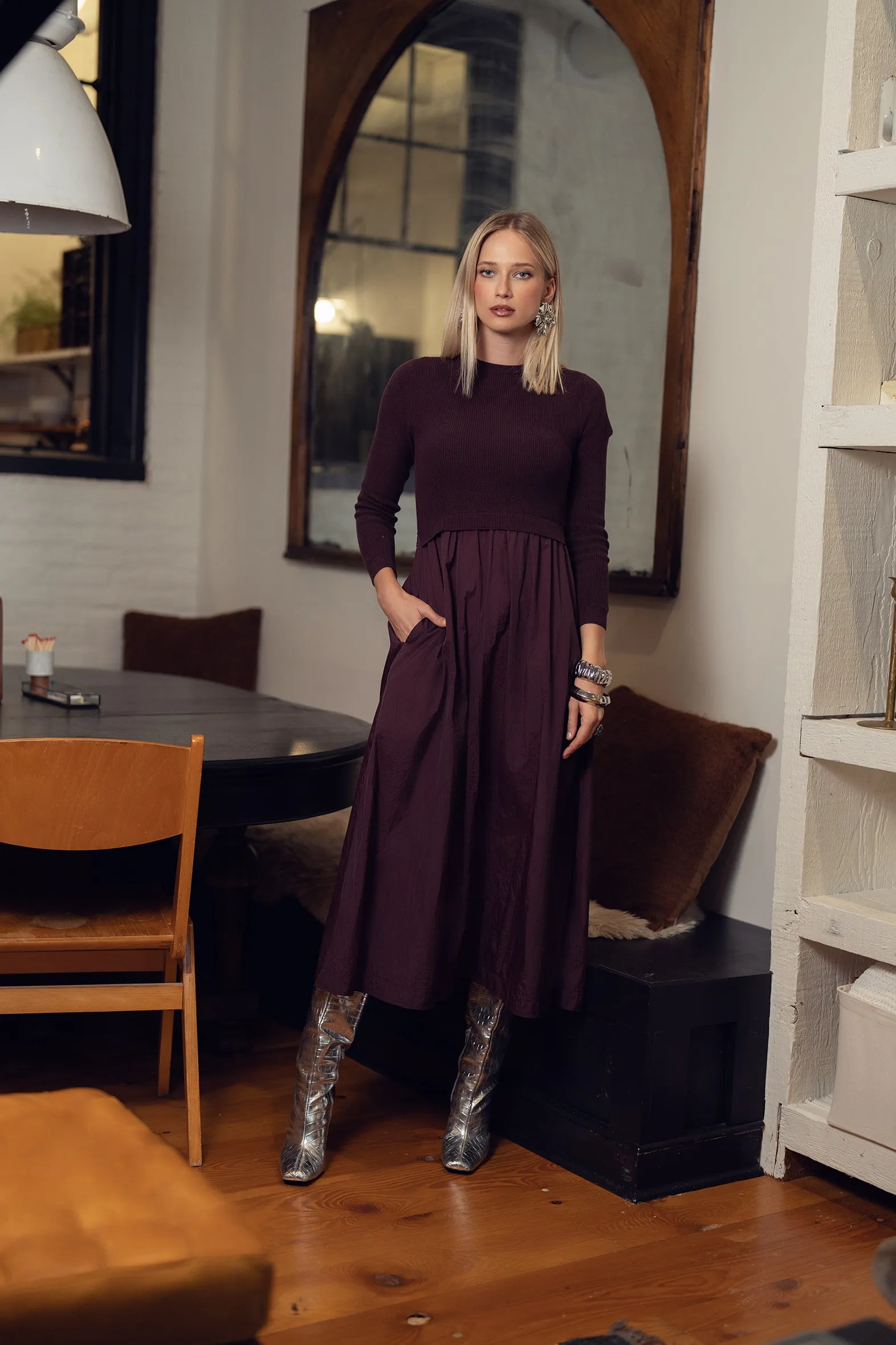 Women's Knit Maxi Dress LS