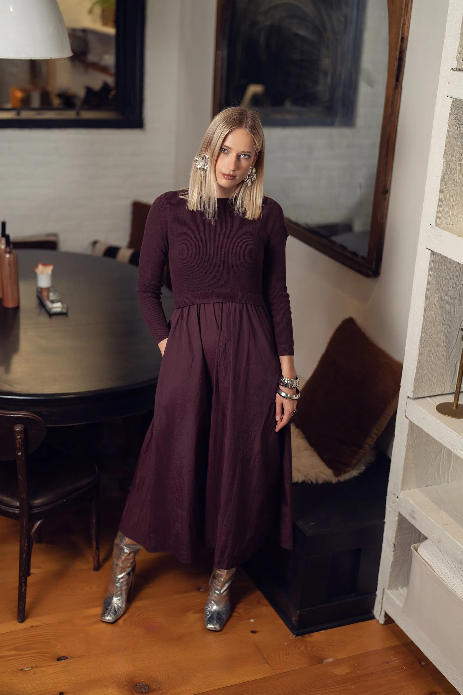 Women's Knit Maxi Dress LS