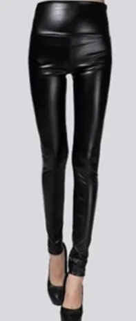 Women's Thin Faux Leather Skinny Stretch Pants