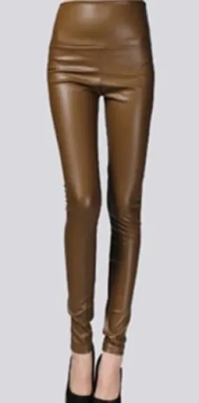 Women's Thin Faux Leather Skinny Stretch Pants