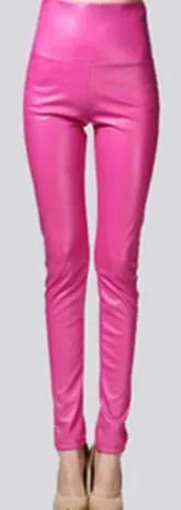 Women's Thin Faux Leather Skinny Stretch Pants