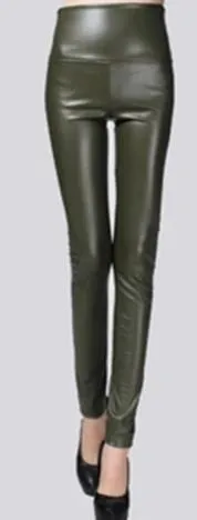 Women's Thin Faux Leather Skinny Stretch Pants