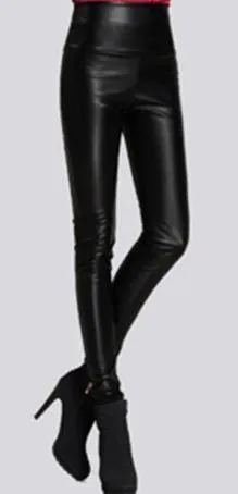 Women's Thin Faux Leather Skinny Stretch Pants