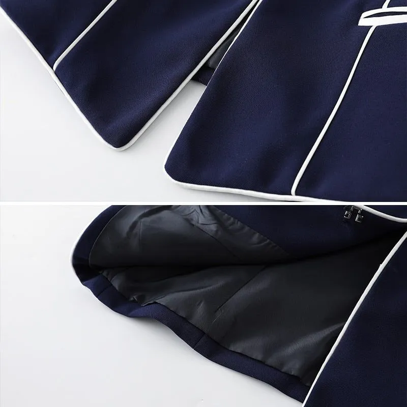 Women's Two Color Blazer Hidden Closure Full Sleeve Jacket