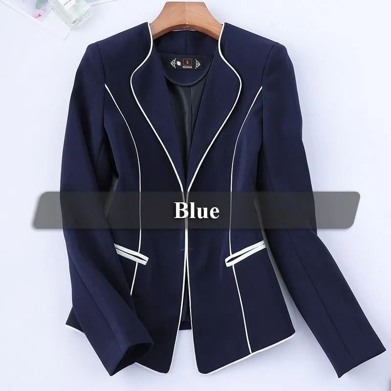 Women's Two Color Blazer Hidden Closure Full Sleeve Jacket